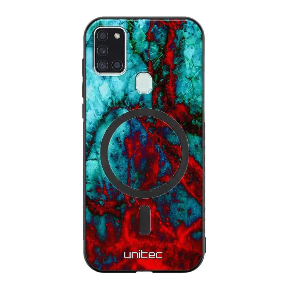 Samsung Galaxy A21s marmori suojakuoret - Blue Red Marble