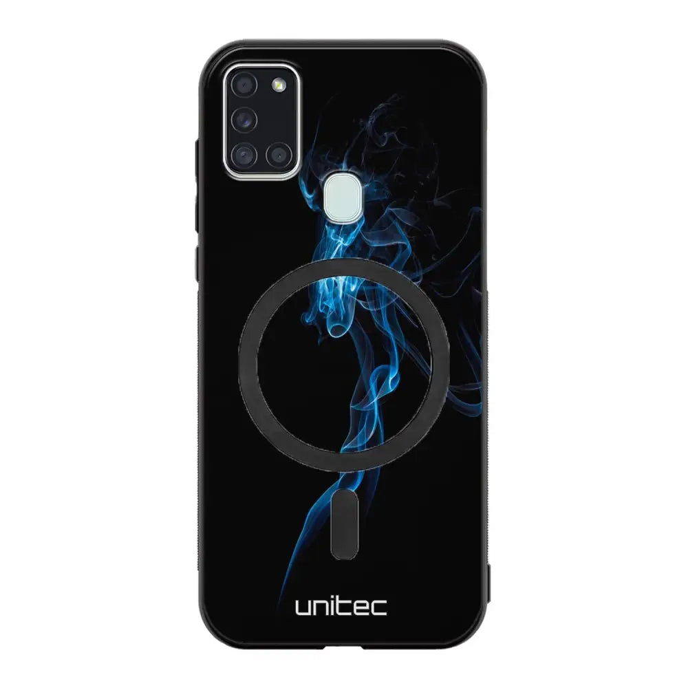 Samsung Galaxy A21s suojakuoret - Blue Smoke On Black