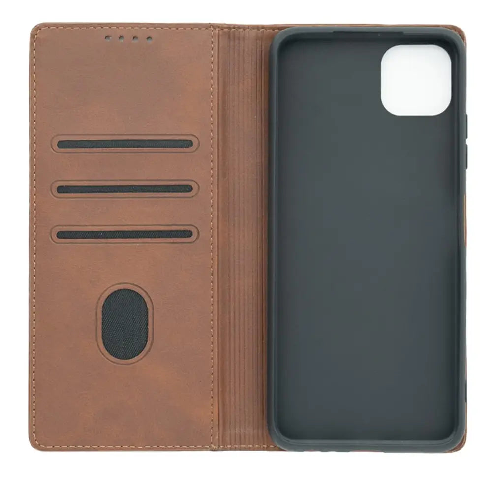 Samsung Galaxy A22 5G Unitec Lompakko Suojakotelo Tummanruskea