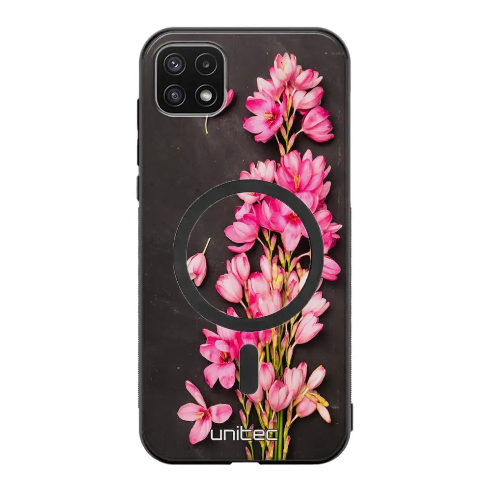 Samsung Galaxy A22 kukka suojakuoret - Pink Flowers