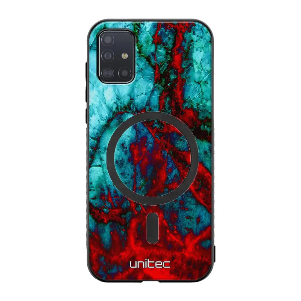 Samsung Galaxy A51 4G marmori suojakuoret - Blue Red Marble