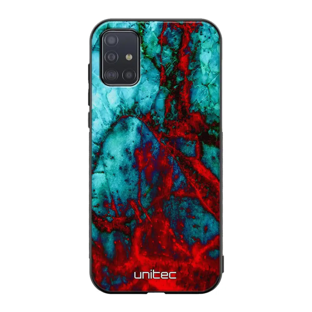 Samsung Galaxy A51 5G marmori suojakuoret - Blue Red Marble - Ei