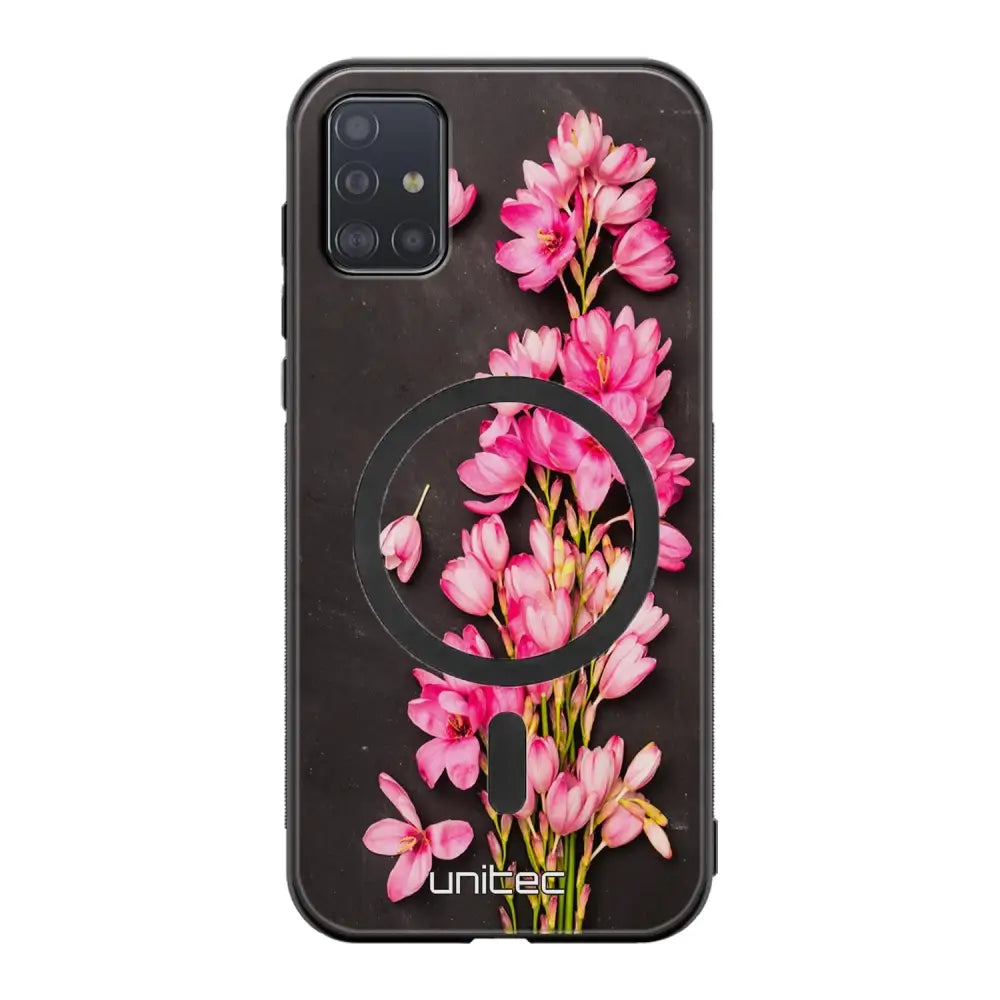 Samsung Galaxy A71 kukka suojakuoret - Pink Flowers
