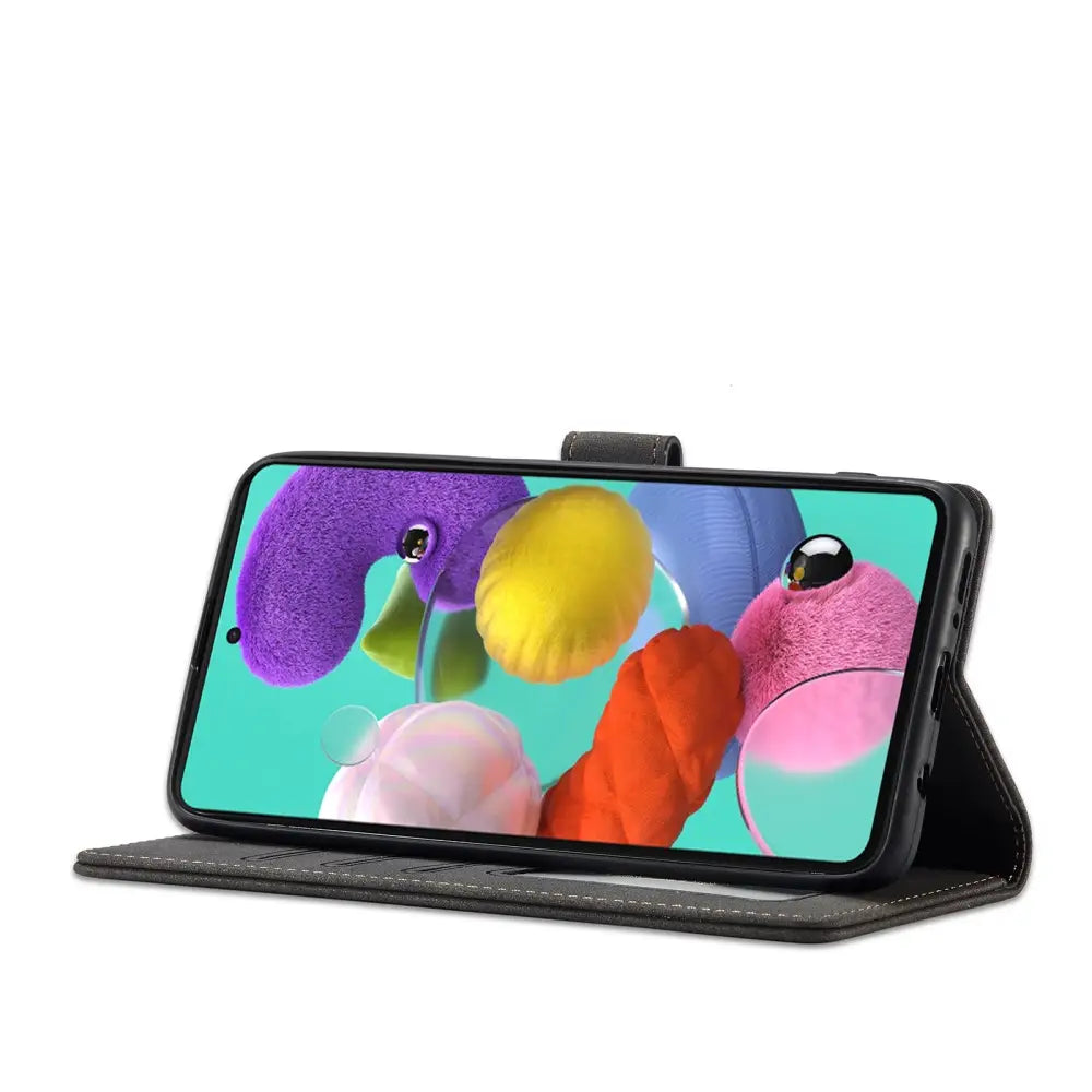 Samsung Galaxy A71 Lompakko Suojakuori Musta