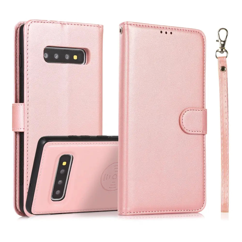 Samsung Galaxy S10 Lompakko Suojakotelo Ruusukulta