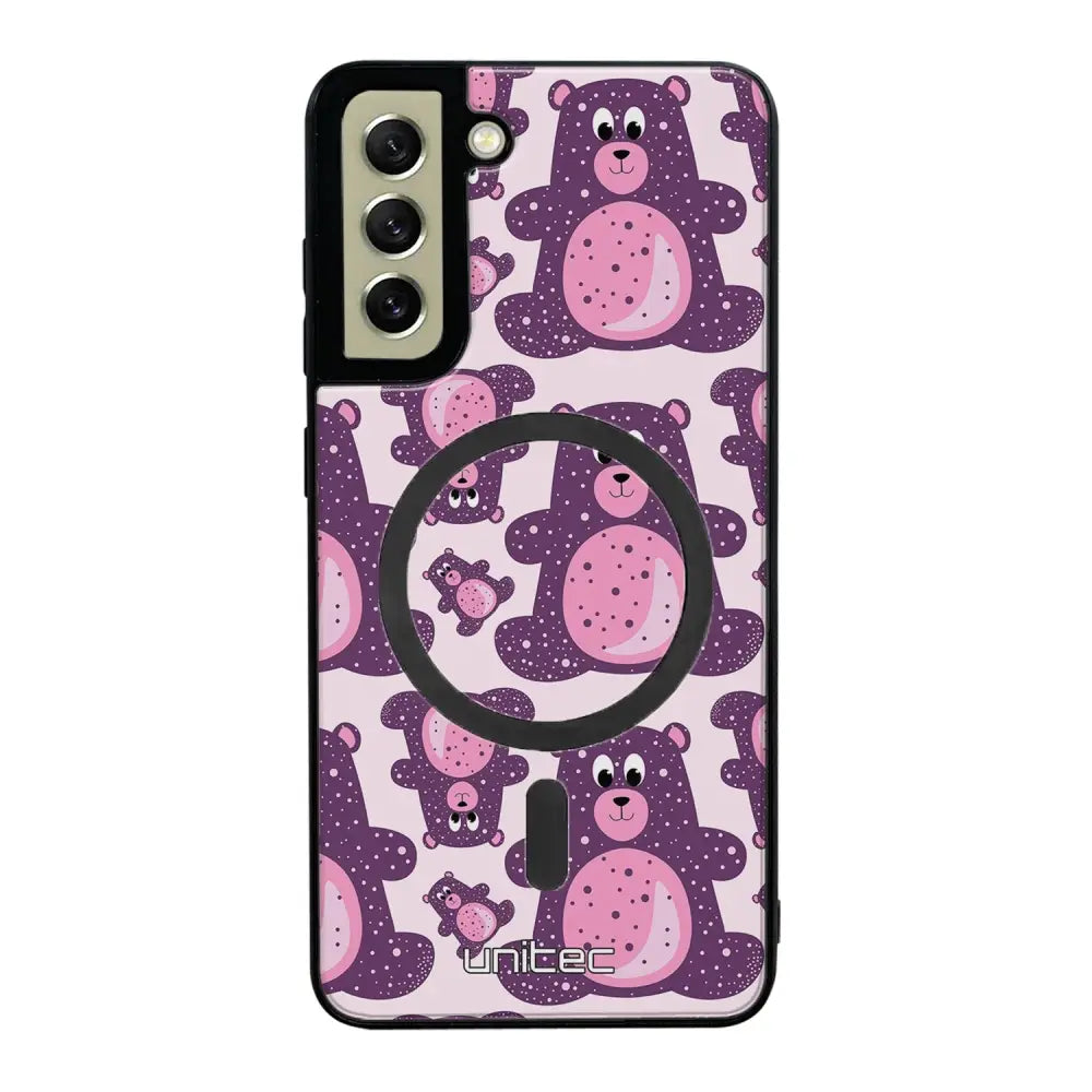 Samsung Galaxy S21 FE suojakuoret - Purple Teddy Bear