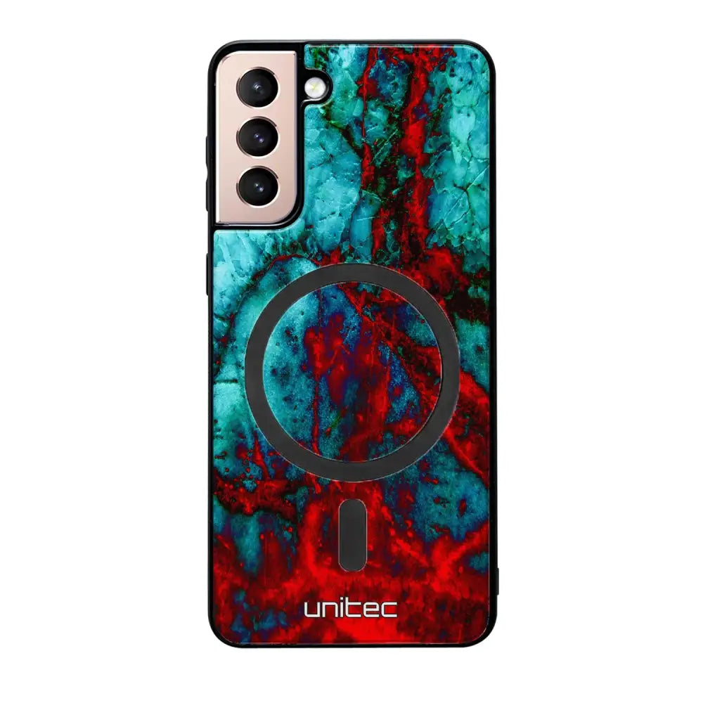 Samsung Galaxy S21 marmori suojakuoret - Blue Red Marble
