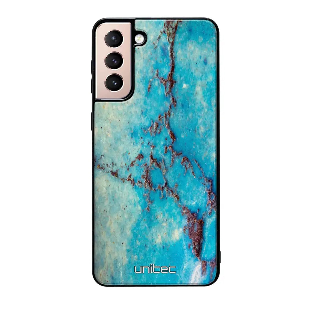 Samsung Galaxy S21 marmori suojakuoret - Turquoise Marble - Ei