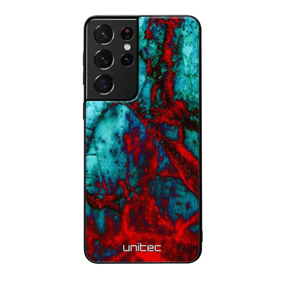 Samsung Galaxy S21 Ultra marmori suojakuoret - Blue Red Marble - Ei