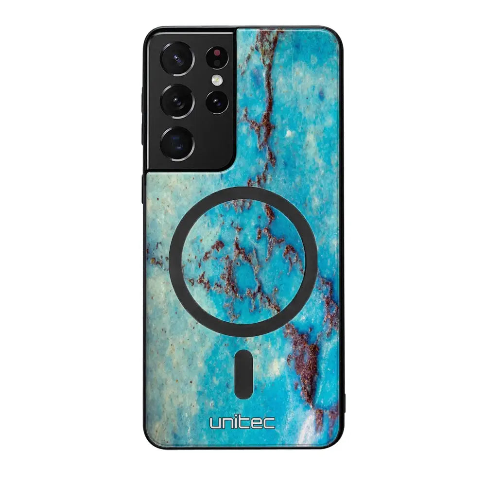 Samsung Galaxy S21 Ultra marmori suojakuoret - Turquoise Marble