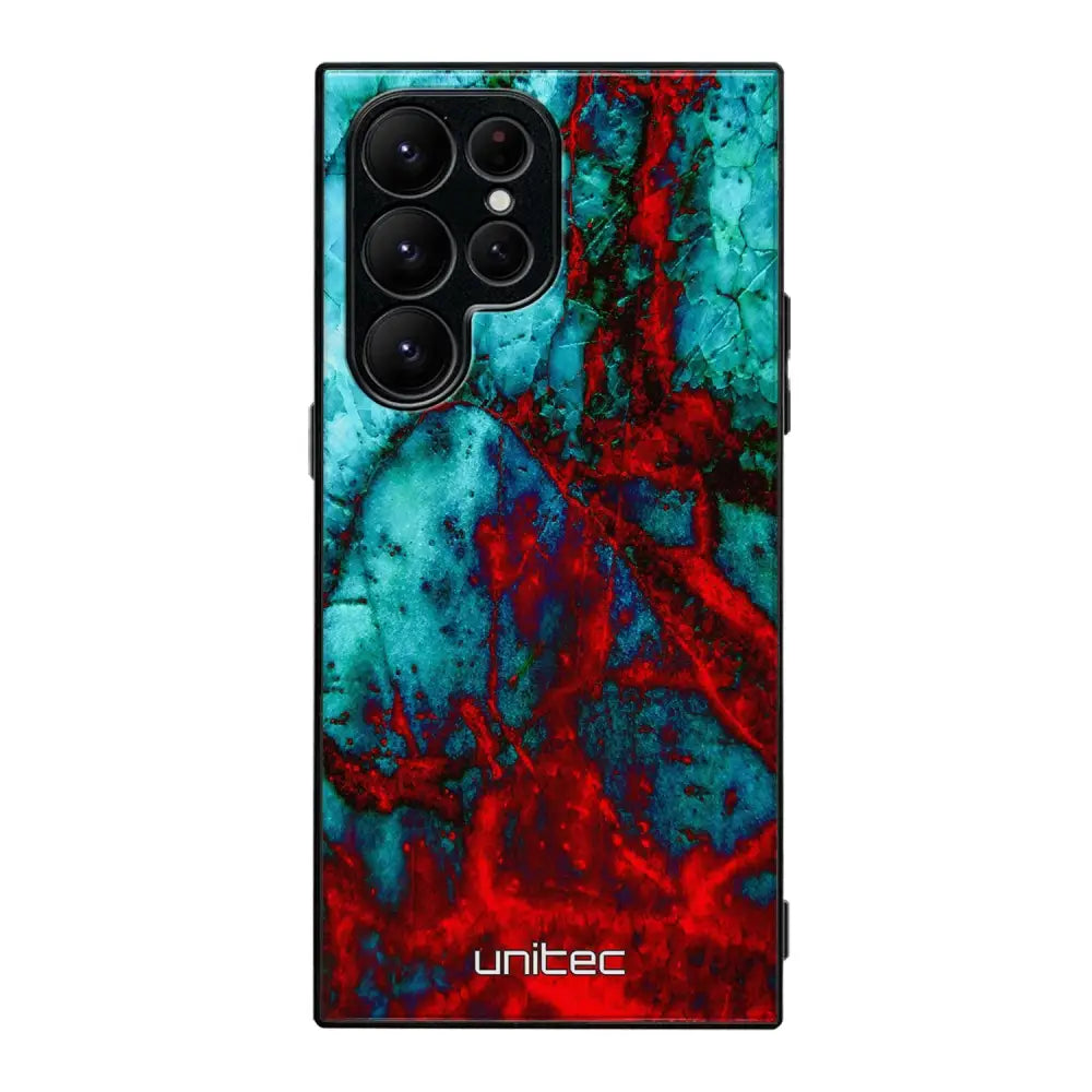 Samsung Galaxy S22 Ultra marmori suojakuoret - Blue Red Marble - Ei