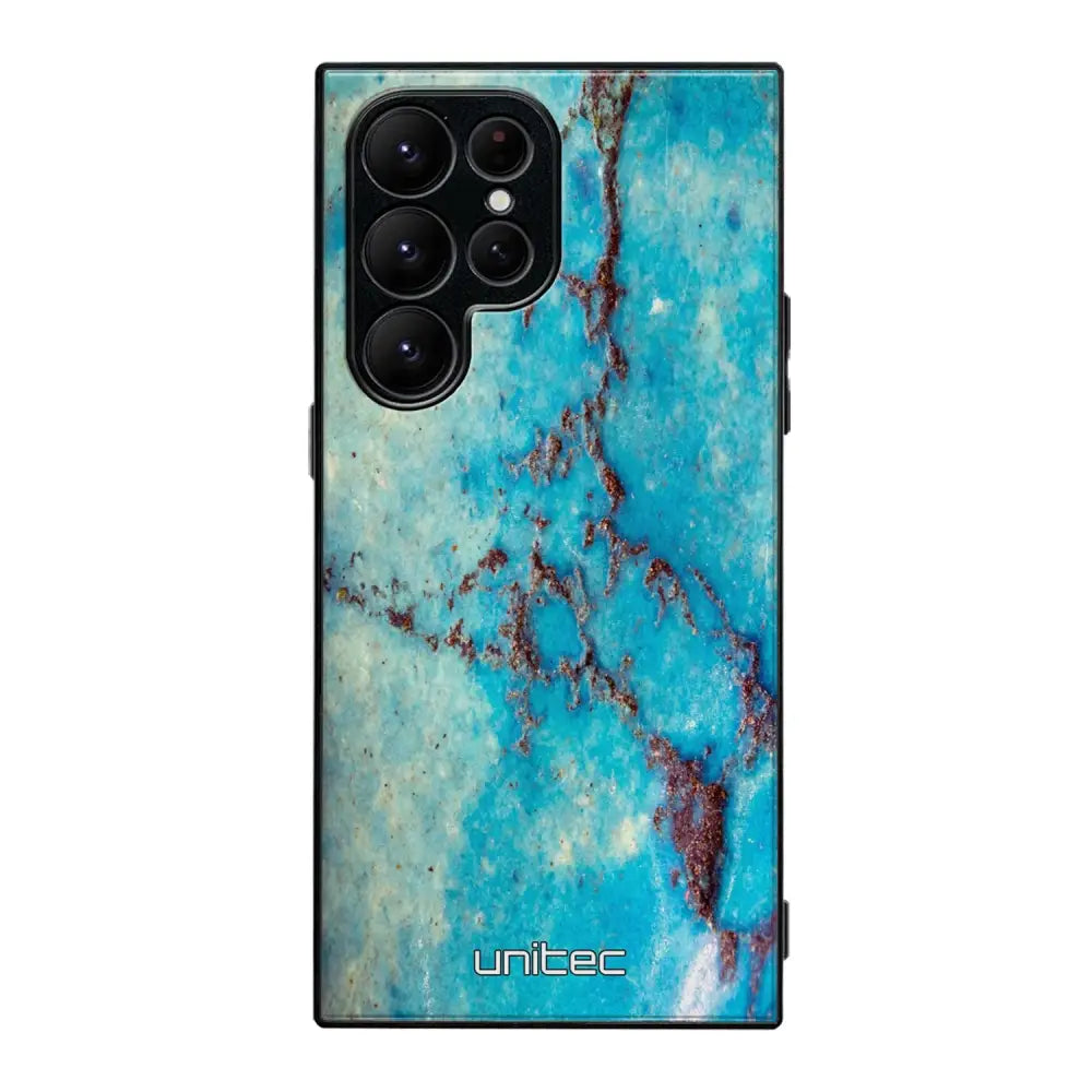 Samsung Galaxy S22 Ultra marmori suojakuoret - Turquoise Marble - Ei