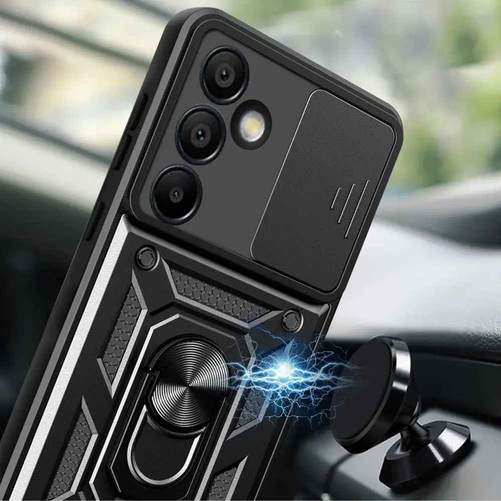 Mustallinen suojakuori Samsung Galaxy S24 FE 5G: sisäänrakennettu magneettikiinnike