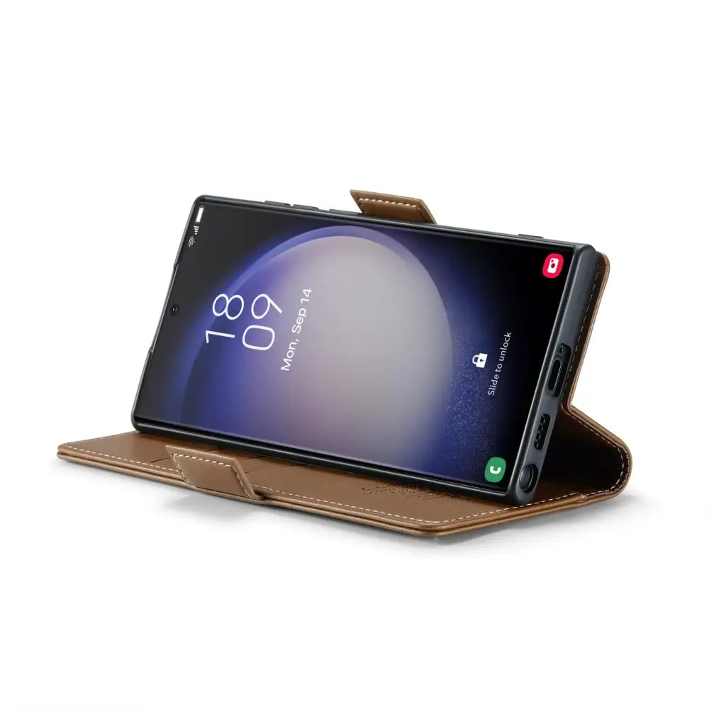 Samsung Galaxy S24 Ultra Lompakko suojakotelo RFID - Ruskea - CaseMe