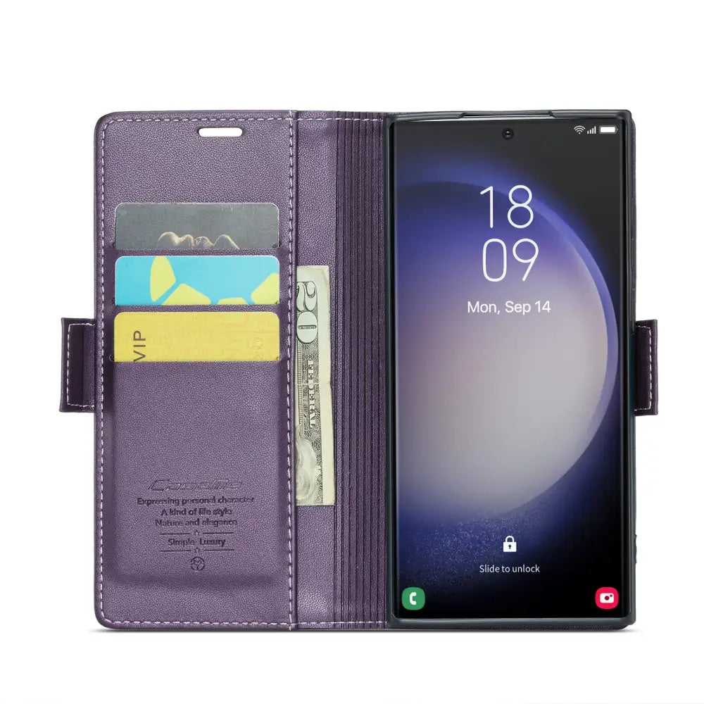 Samsung Galaxy S24 Ultra Lompakko suojakotelo RFID - Violetti - CaseMe