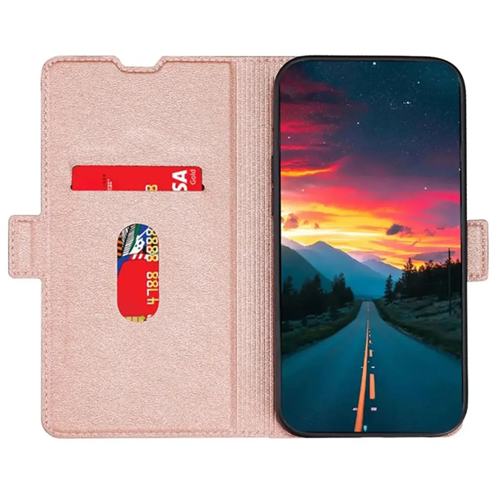 Samsung Galaxy S25 Lompakko Suojakotelo - Ruusukulta