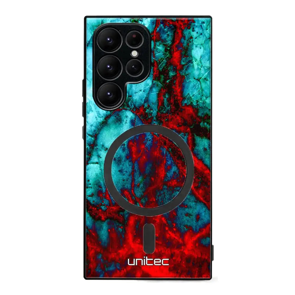 Samsung Galaxy S25 Ultra marmori suojakuoret - Blue Red Marble