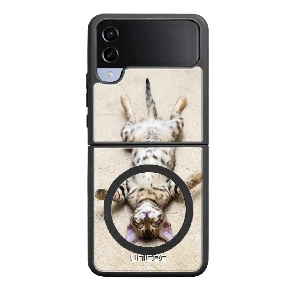 Samsung Galaxy Z Flip 4 kissa suojakuoret - Relaxing Cat