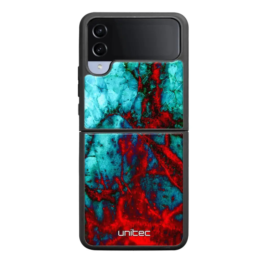 Samsung Galaxy Z Flip 4 marmori suojakuoret - Blue Red Marble - Ei
