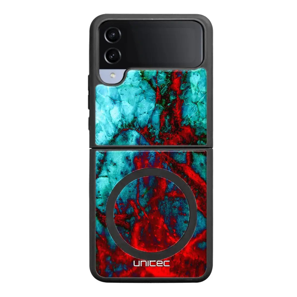 Samsung Galaxy Z Flip 4 marmori suojakuoret - Blue Red Marble