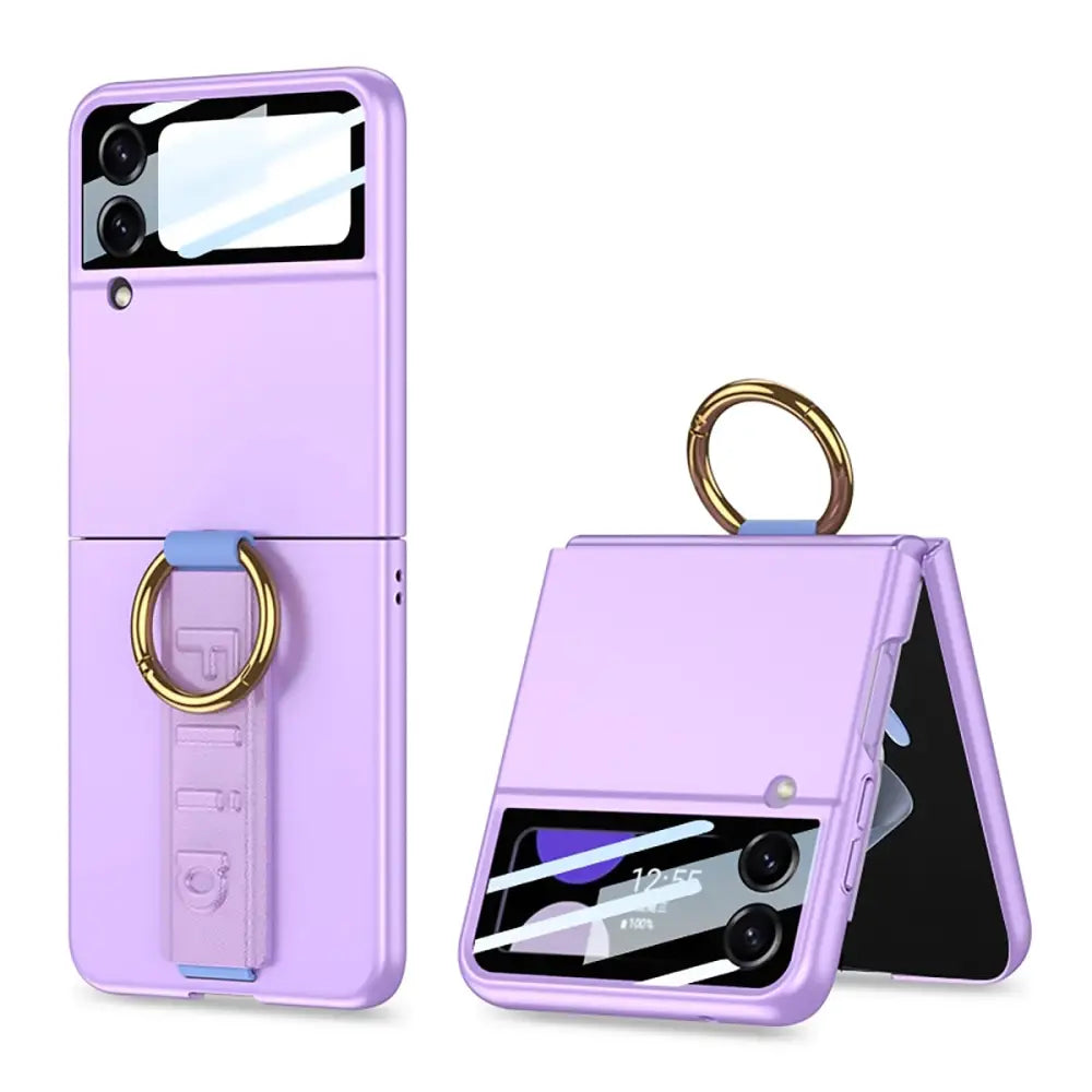Samsung Galaxy Z Flip 4 Suojakuori sormushihnalla - Violetti