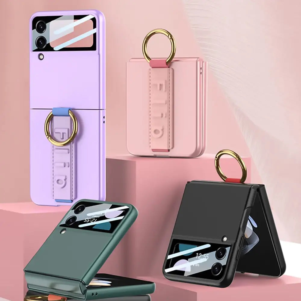 Samsung Galaxy Z Flip 4 Suojakuori sormushihnalla - Violetti