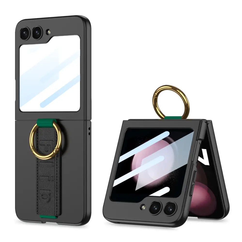 Samsung Galaxy Z Flip 5 Suojakuori sormushihnalla - Musta