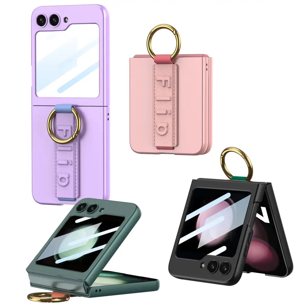 Samsung Galaxy Z Flip 5 Suojakuori sormushihnalla - Musta