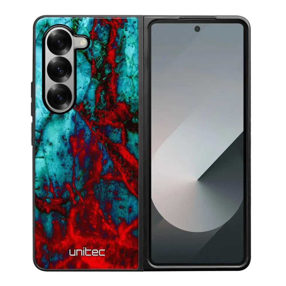 Samsung Galaxy Z Fold 6 marmori suojakuoret - Blue Red Marble - Ei