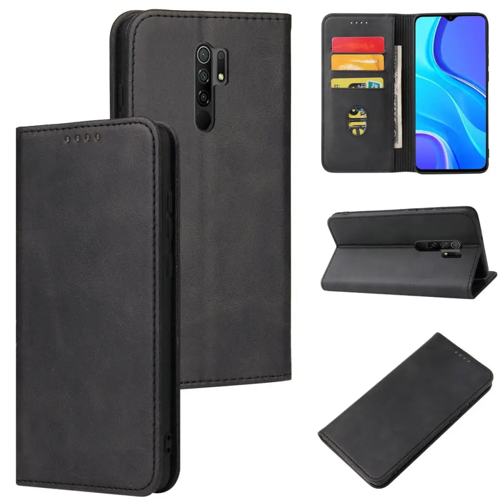 Xiaomi Redmi 9 Lompakko Suojakotelo Musta