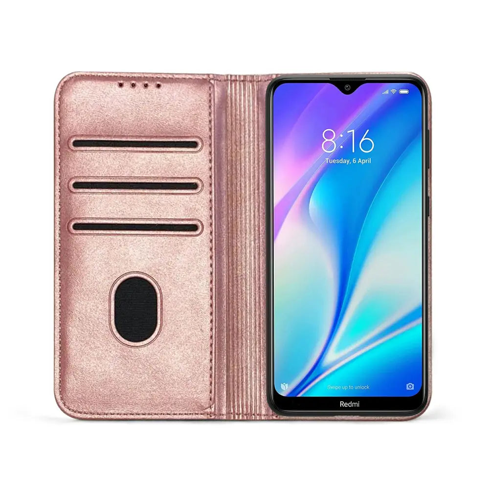 Xiaomi Redmi 9C NFC Unitec Lompakko Suojakotelo Ruusukulta