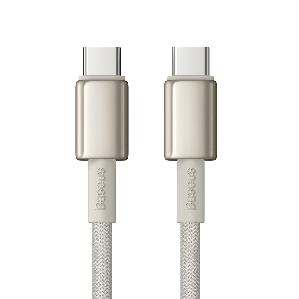 100W USB-C - USB-C-kabel 2m - Flätad vit