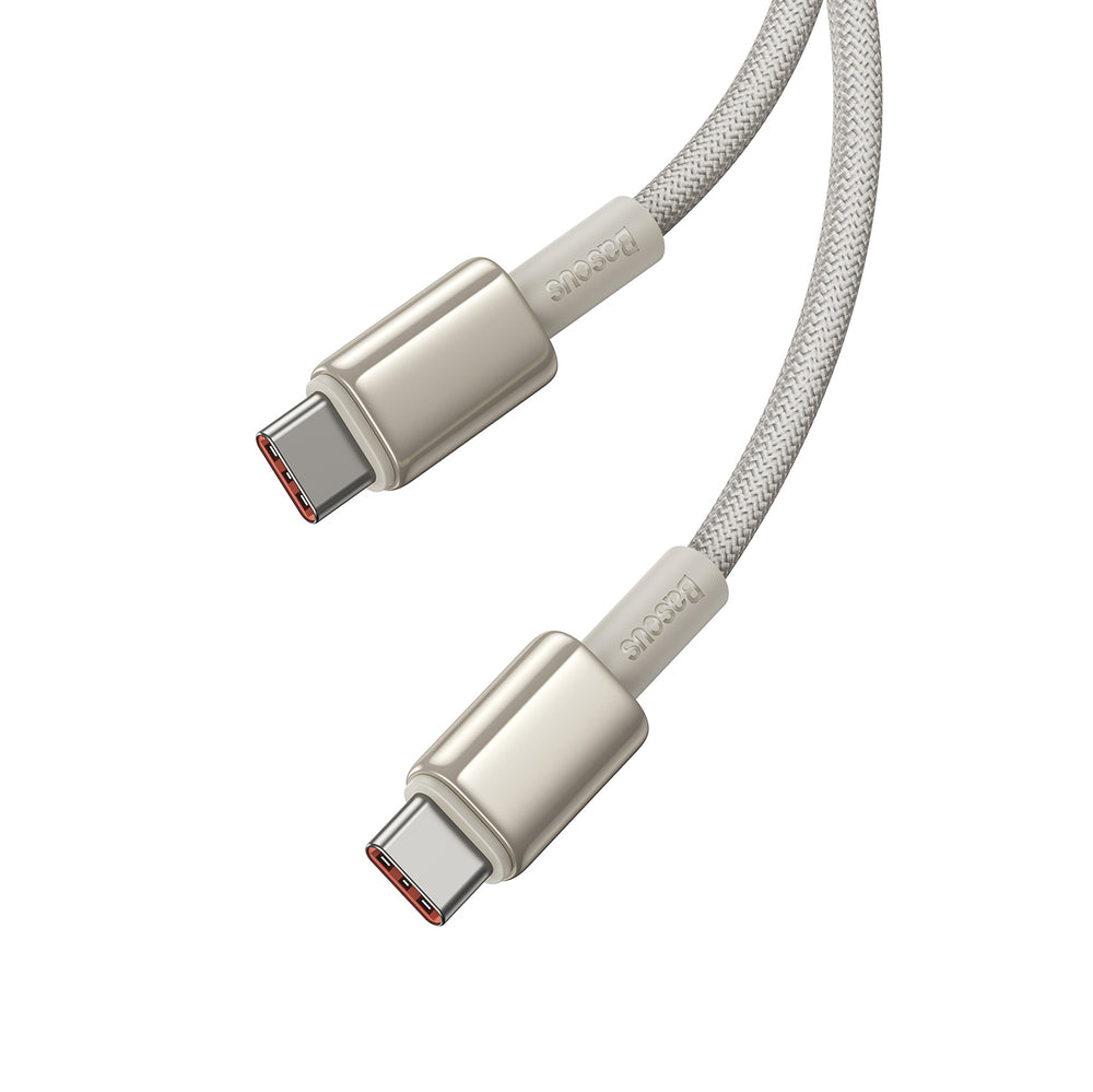 100W USB-C - USB-C-kabel 2m - Flätad vit