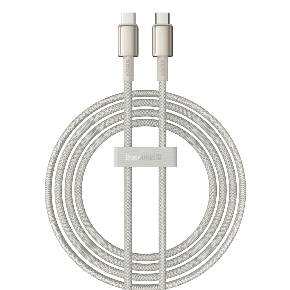 100W USB-C - USB-C-kabel 2m - Flätad vit