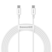 100W USB-C - USB-C kaapeli 2m - Punottu valkoinen (Baseus)