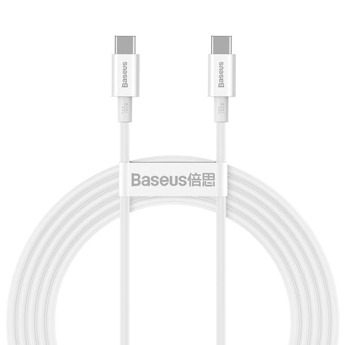 100W USB-C - USB-C-kabel 2m - Flätad vit
