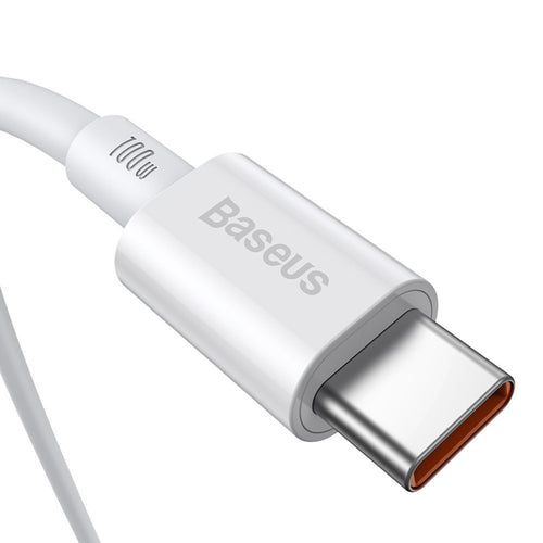 100W USB-C - USB-C-kabel 2m - Flätad vit