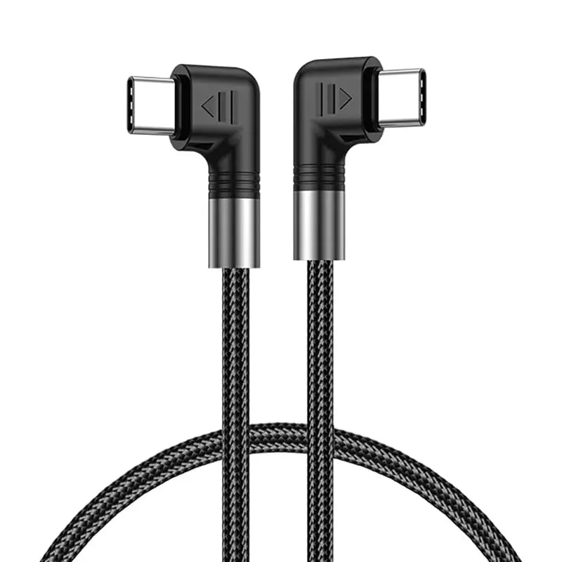 100W USB-C 90° - USB-C 90° Punottu kaapeli 2m - Musta