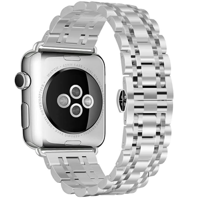 Apple Watch 42 / 44 / 45 mm Metalliranneke, Hopea