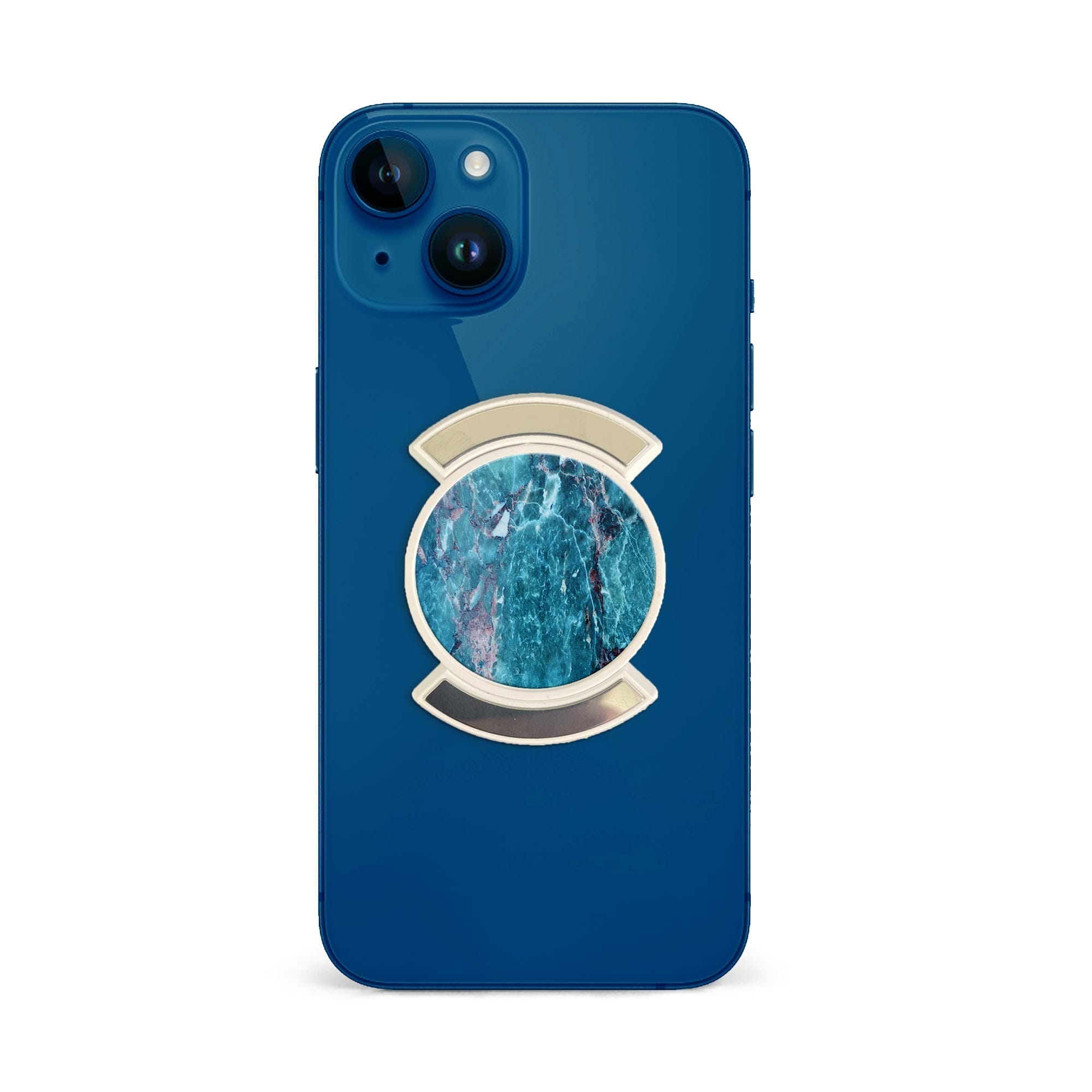 Telefonhållare, Blå Marmor - Vit