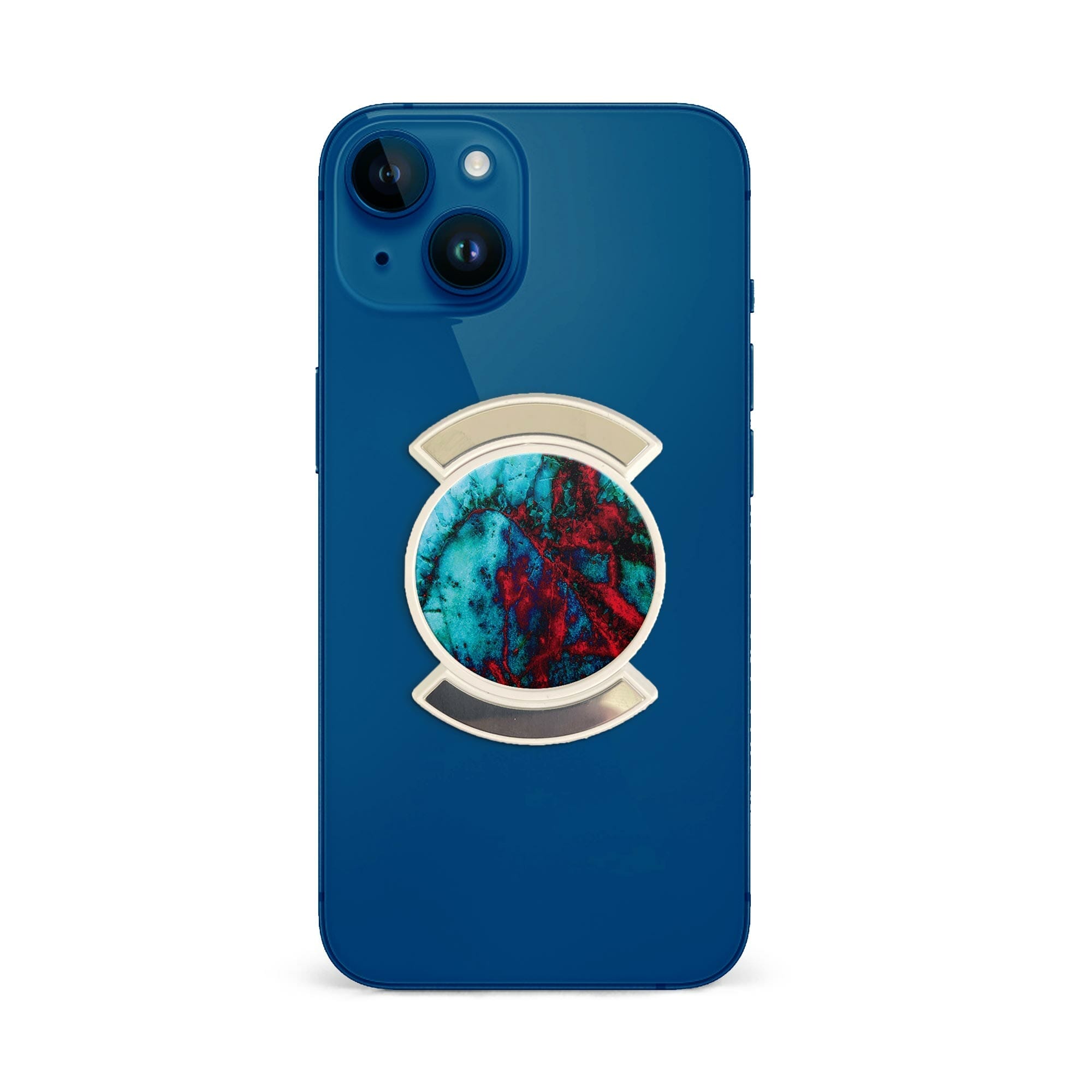 Telefonhållare, Högkontrast Blå Röd Marmor - Vit