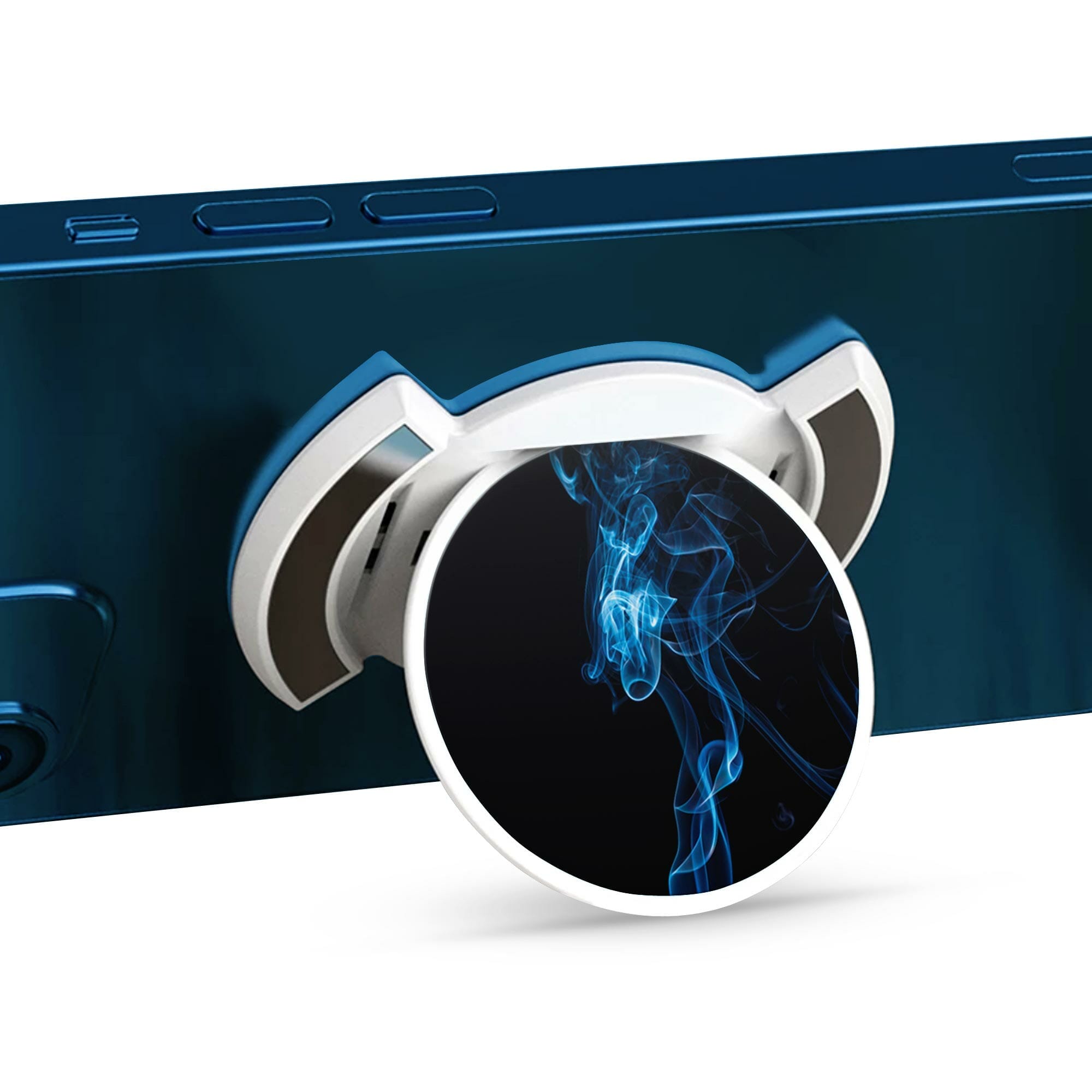 Telefonhållare, Blå rök på svart - Vit