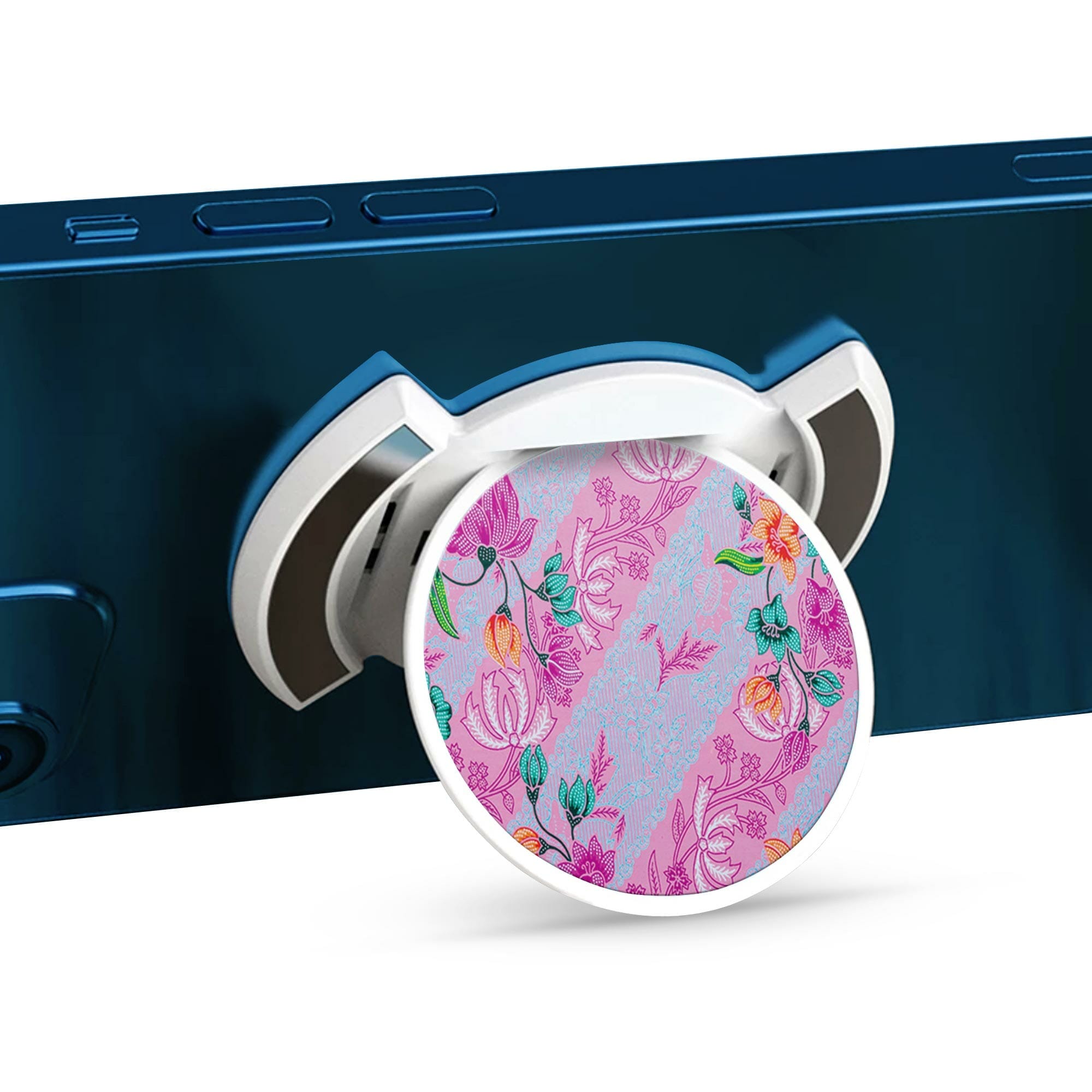 Telefonhållare, Blommig Canvas - Vit