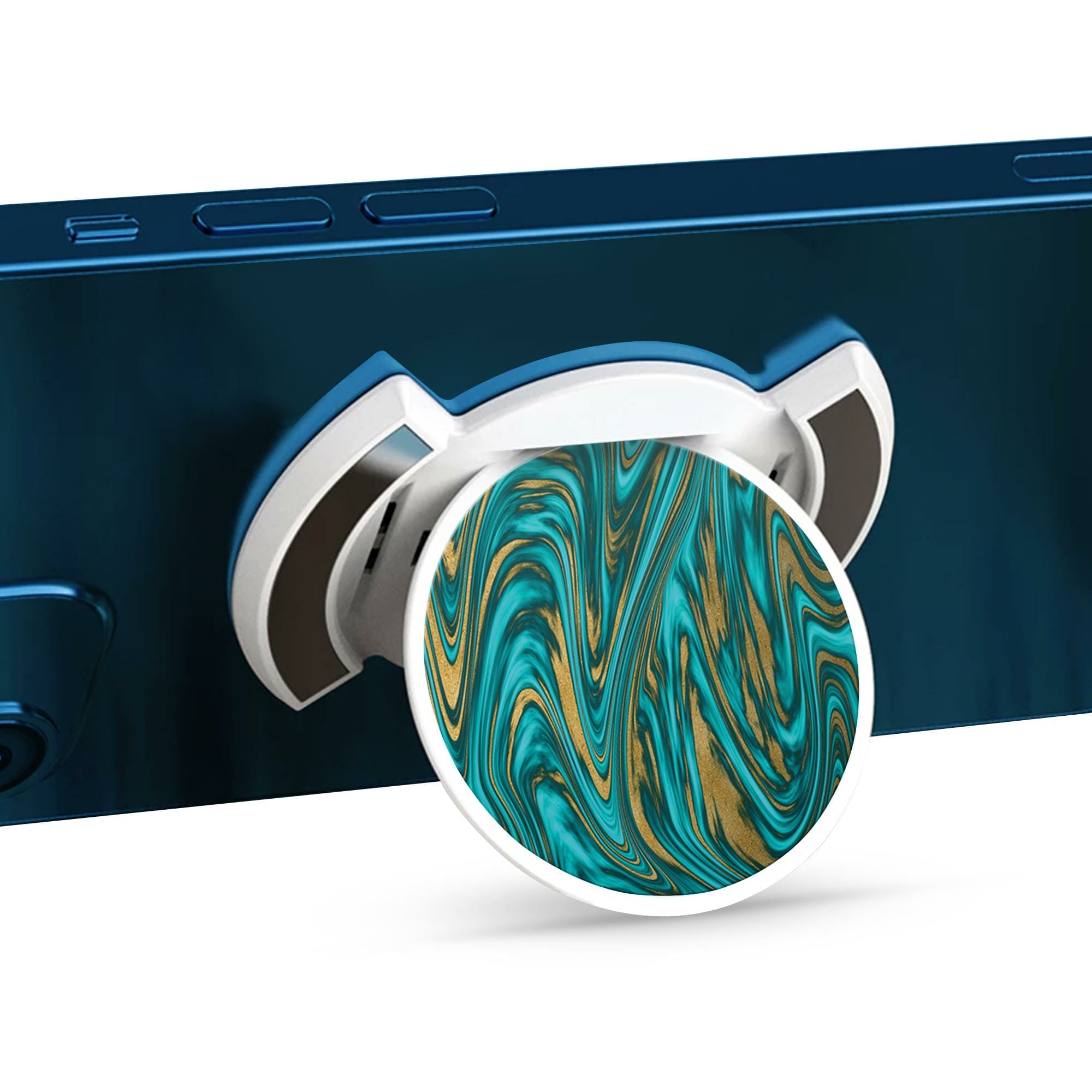 Telefonhållare, Grön Guld Vågor - Vit