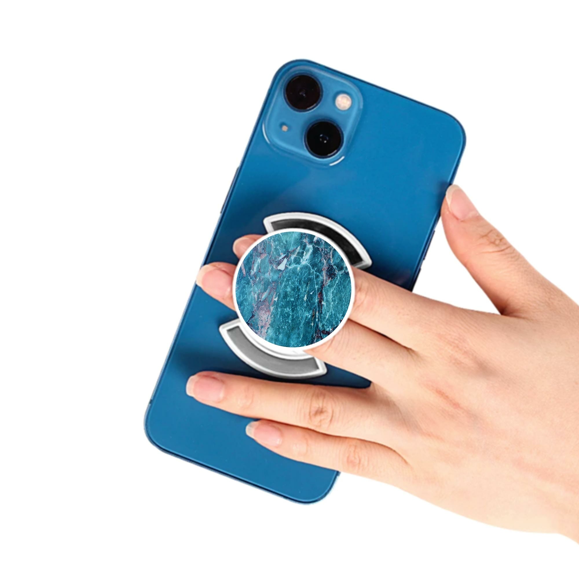 Telefonhållare, Blå Marmor - Vit