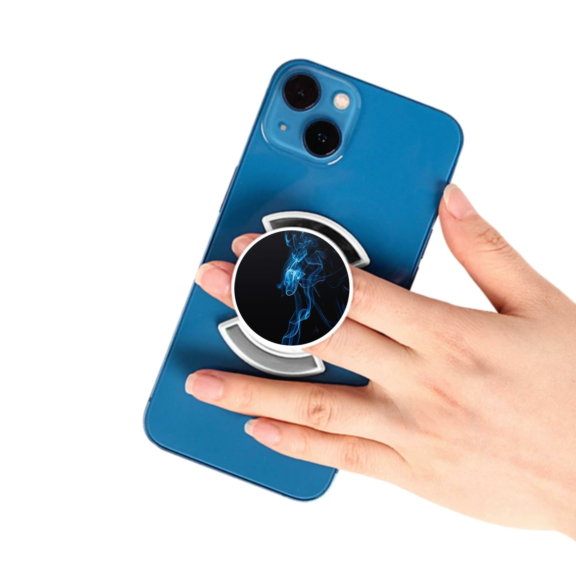 Telefonhållare, Blå rök på svart - Vit