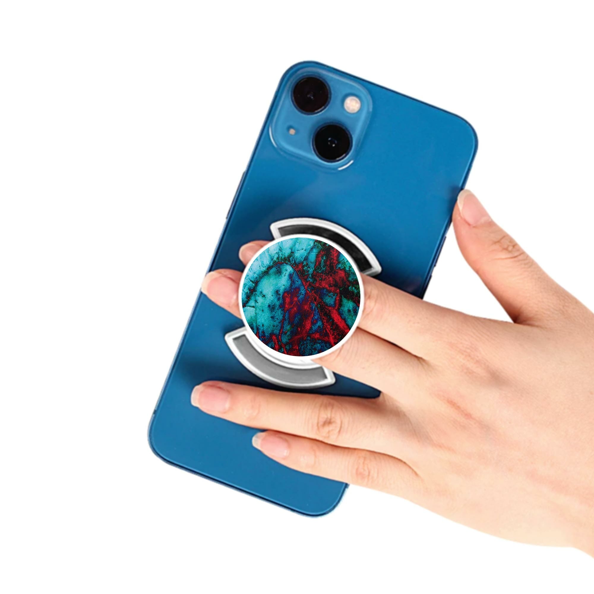 Telefonhållare, Högkontrast Blå Röd Marmor - Vit