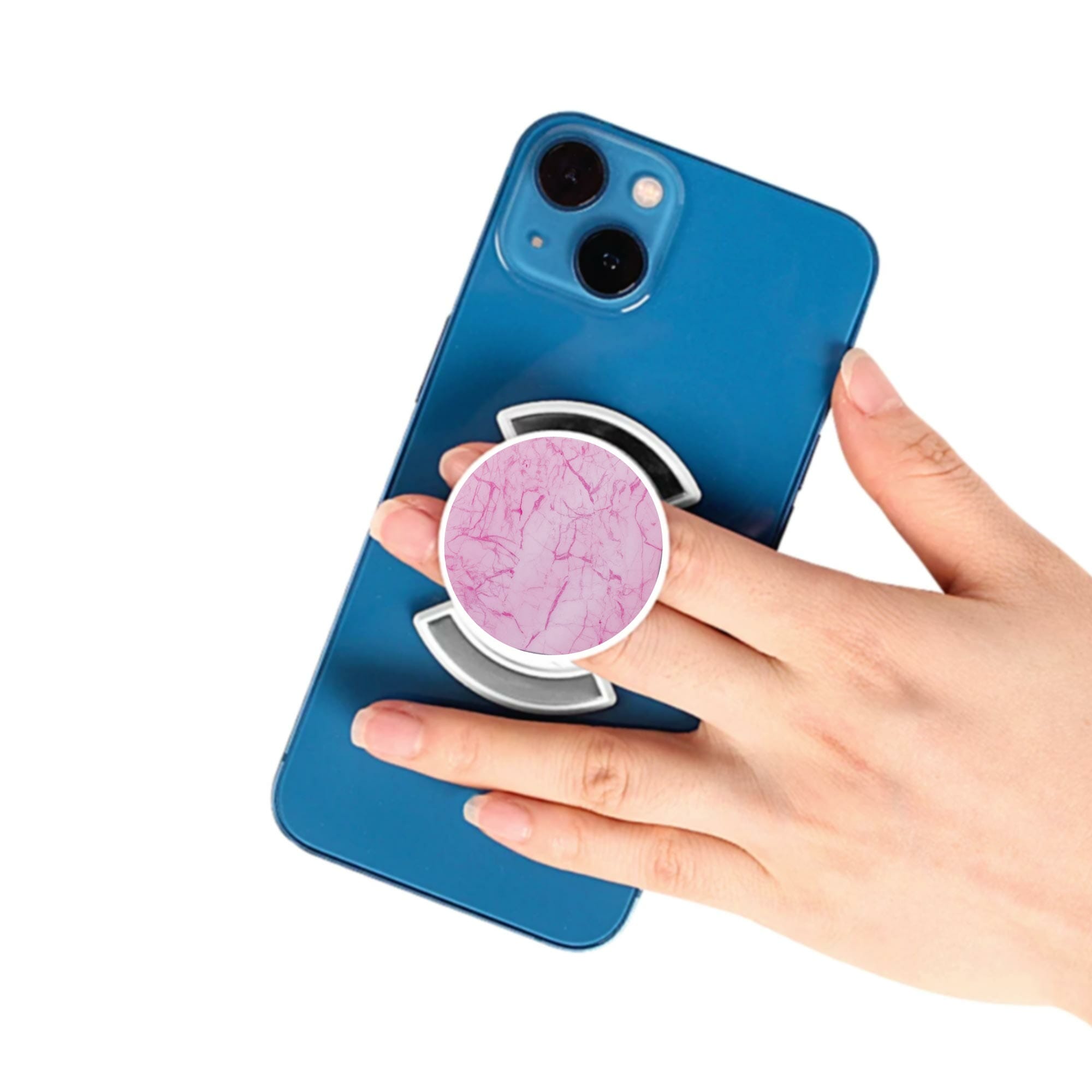 Puhelinpidike, Light Pink Marble - Valkoinen