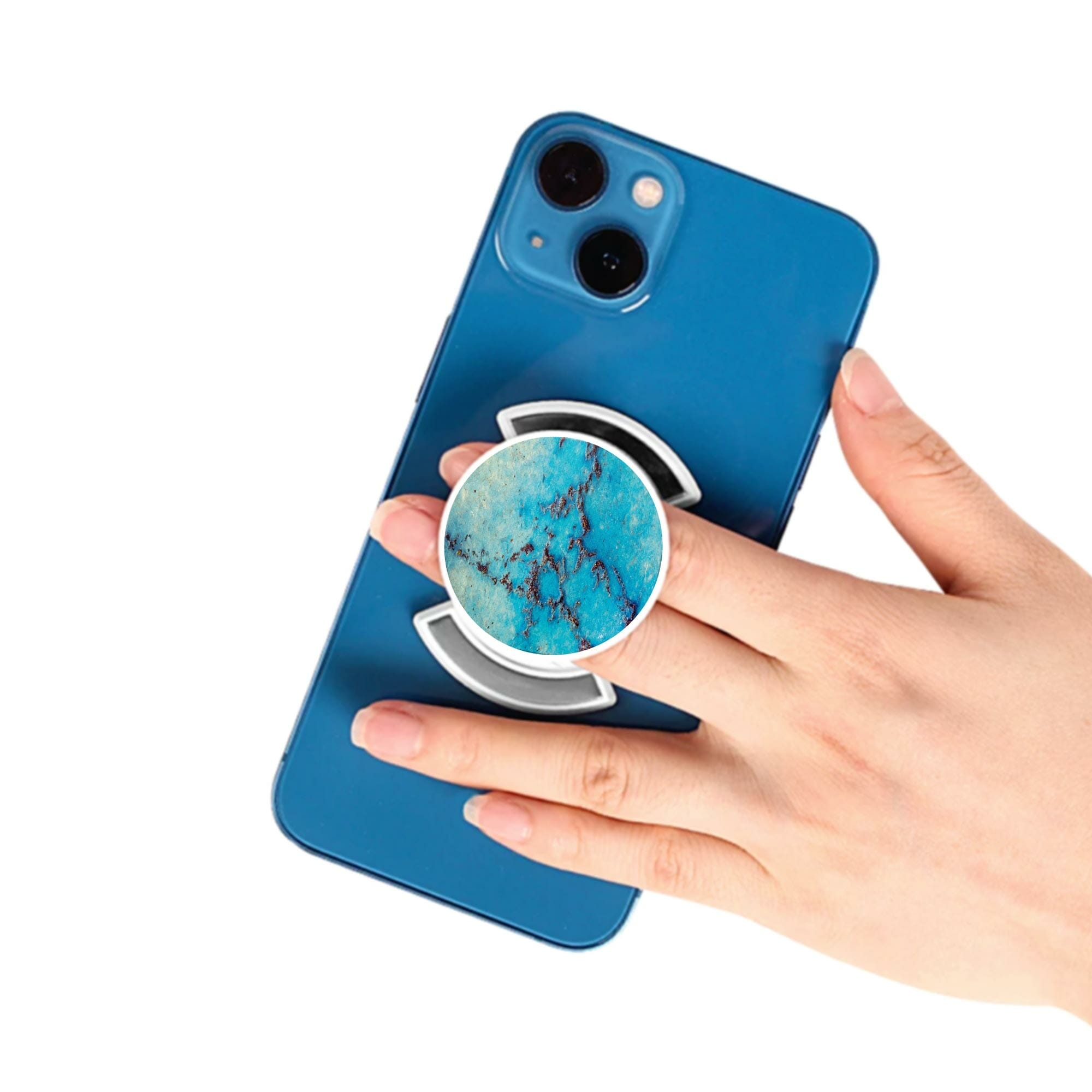 Puhelinpidike, Turquoise Marble - Valkoinen