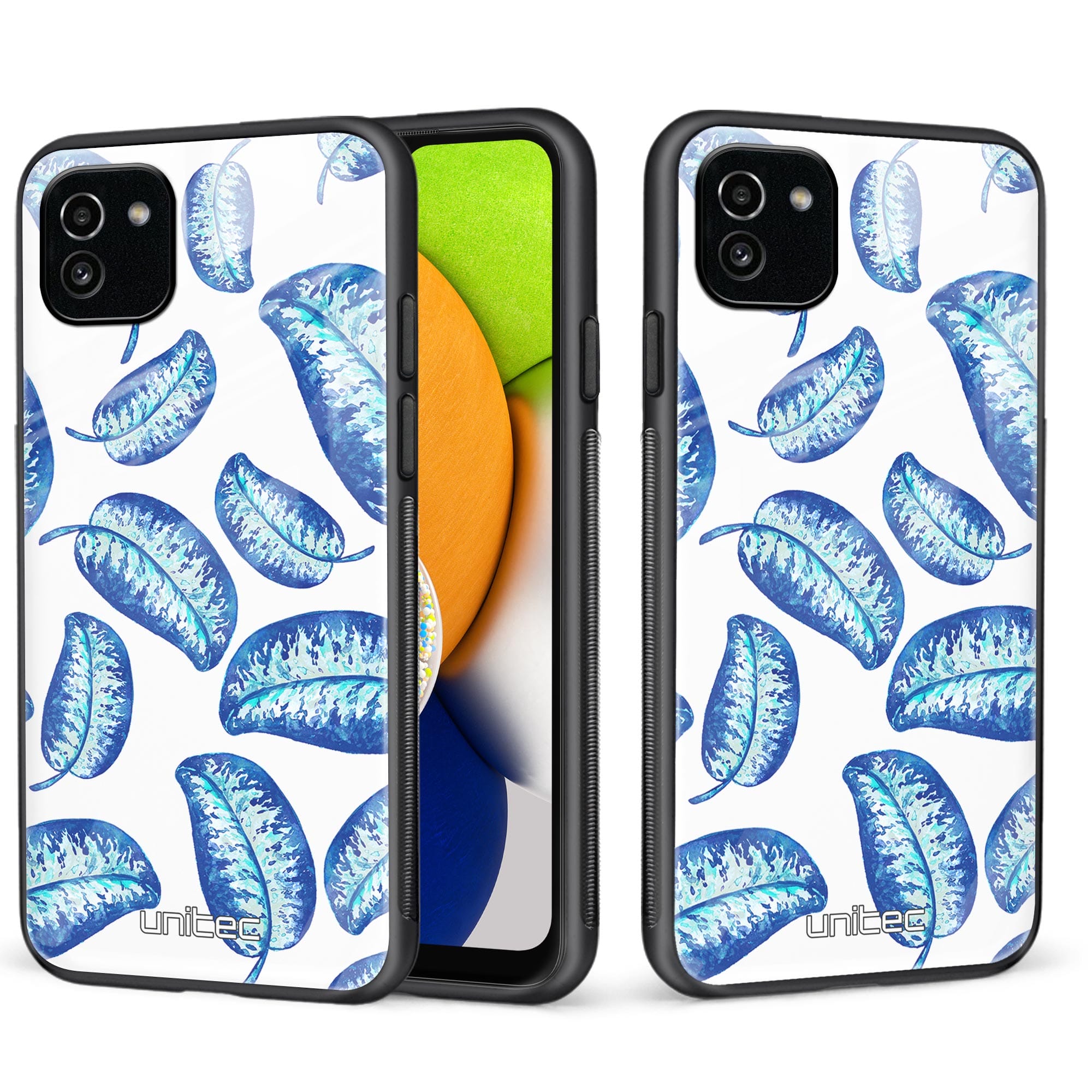 Samsung Galaxy A03 Unitec suojakuori, Blue leaves
